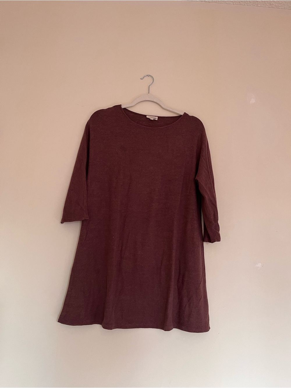 Wilfred Free 3/4 Sleeve Shift Dress/Tunic in Heathered Deep Brown - Picture 2 of 6